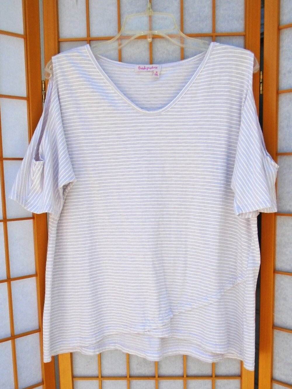 FRESH PRODUCE Crossover Escape Top Vapor Pinstripes airy light *EUC